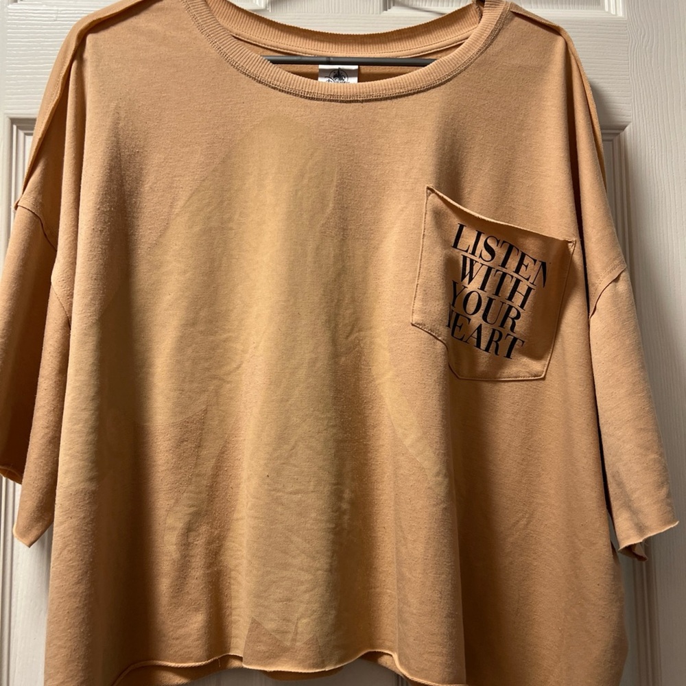 Disney Tan Short Sleeve Tee with Graphic Pocket